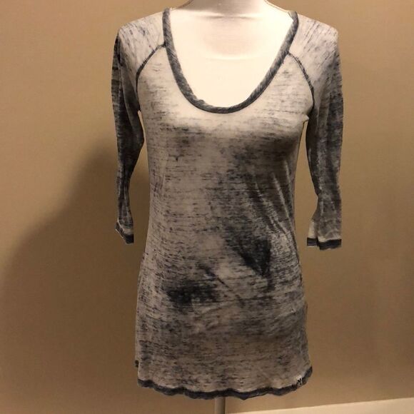 Michael Lauren 3/4 Sleeve Grey Washed Shirt - Picture 1 of 7